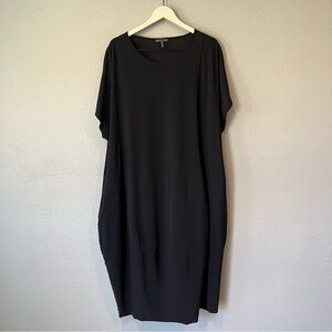 Oska Lagenlook Cocoon Style Minimalist Slouchy Oversized Midi Dress Black 2/ MD
